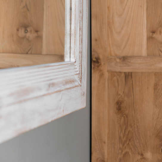Espejo Venecia de madera con pátina lacado blanco 140 x 80 cm