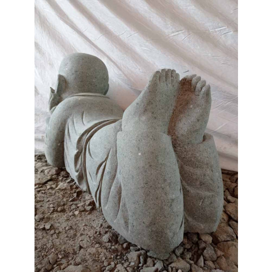 Estatua de jardín de piedra de monje sonriente 100 cm