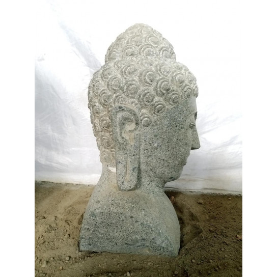 Estatua jardín busto de buda de piedra volcánica 40 cm