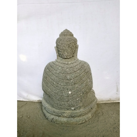 Estatua jardín exterior buda sentado piedra volcánica collar 50 cm