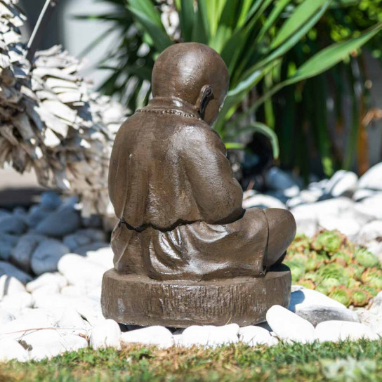 Estatua monje shaolin marrón envejecida 40 cm