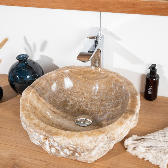 Lavabo sobre encimera para cuarto de baño de piedra ónix 40-45 cm