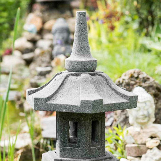 Linterna japonesa pagoda zen de piedra de lava 80 cm