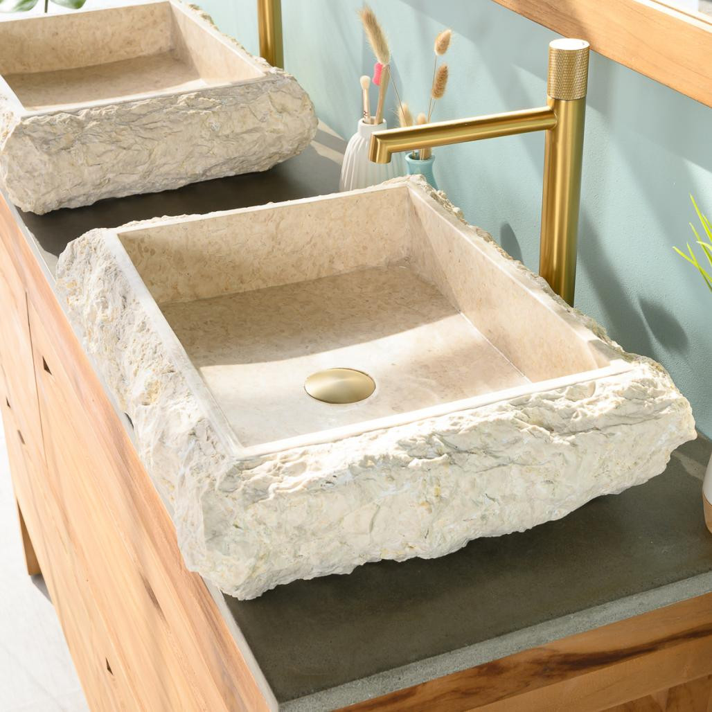 Lavabo encimera rectángulo de mármol Nápoles crema Lavabo encimera rectángulo de mármol Nápoles crema