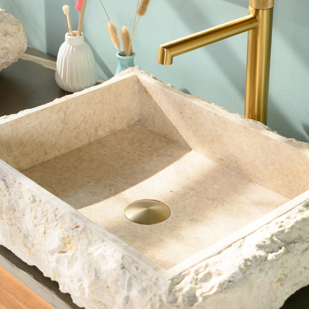 Lavabo encimera rectángulo de mármol Nápoles crema Lavabo encimera rectángulo de mármol Nápoles crema