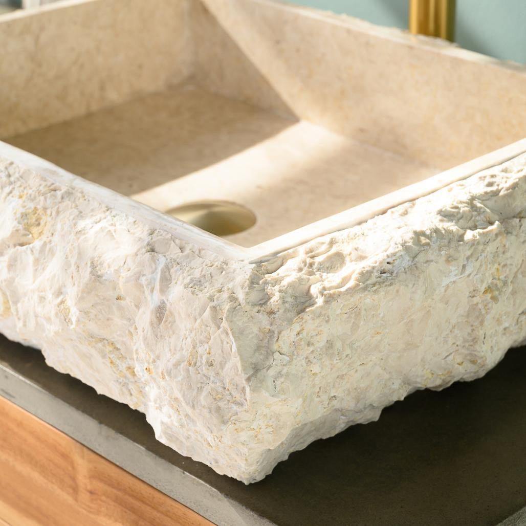 Lavabo encimera rectángulo de mármol Nápoles crema Lavabo encimera rectángulo de mármol Nápoles crema