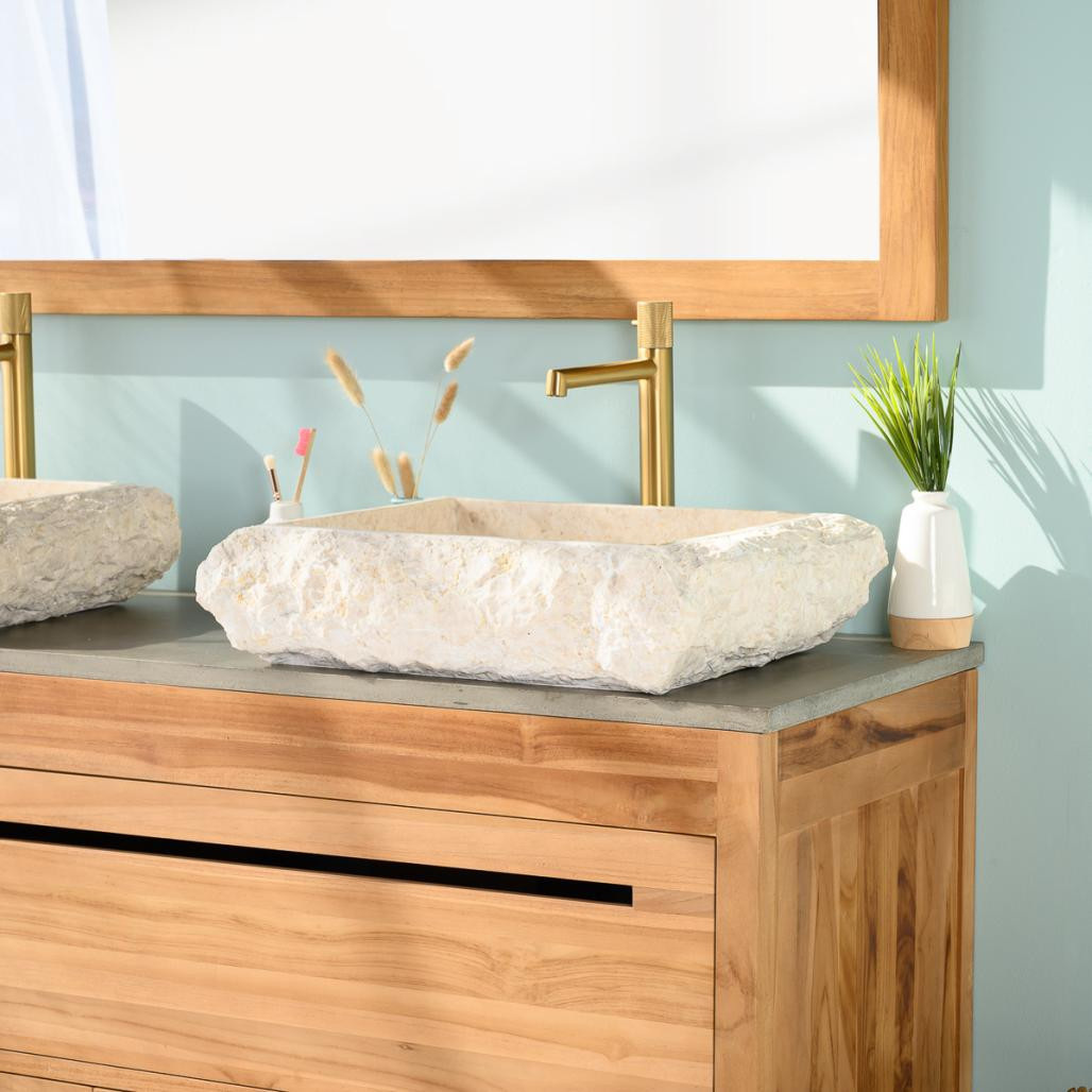 Lavabo encimera rectángulo de mármol Nápoles crema Lavabo encimera rectángulo de mármol Nápoles crema