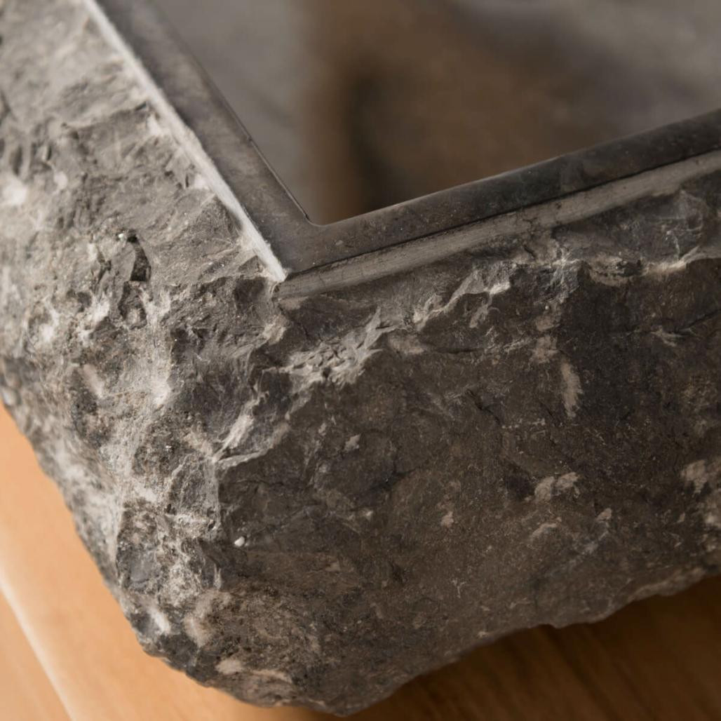 Lavabo sobre encimera rectángulo de piedra mármol Nápoles negro Lavabo sobre encimera rectángulo de piedra mármol Nápoles negro