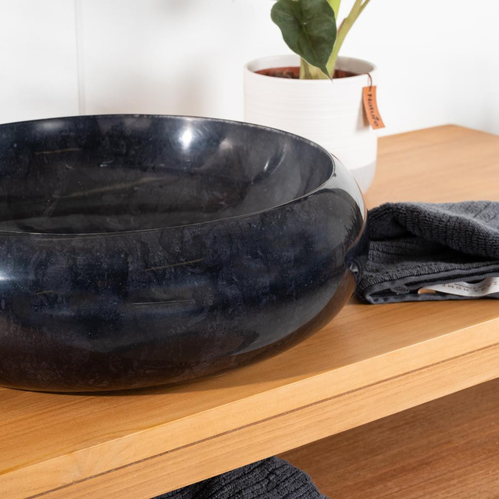 Lavabo sobre encimera de mármol cuarto de baño Venecia negro 40 cm Lavabo sobre encimera de mármol cuarto de baño Venecia negro 40 cm