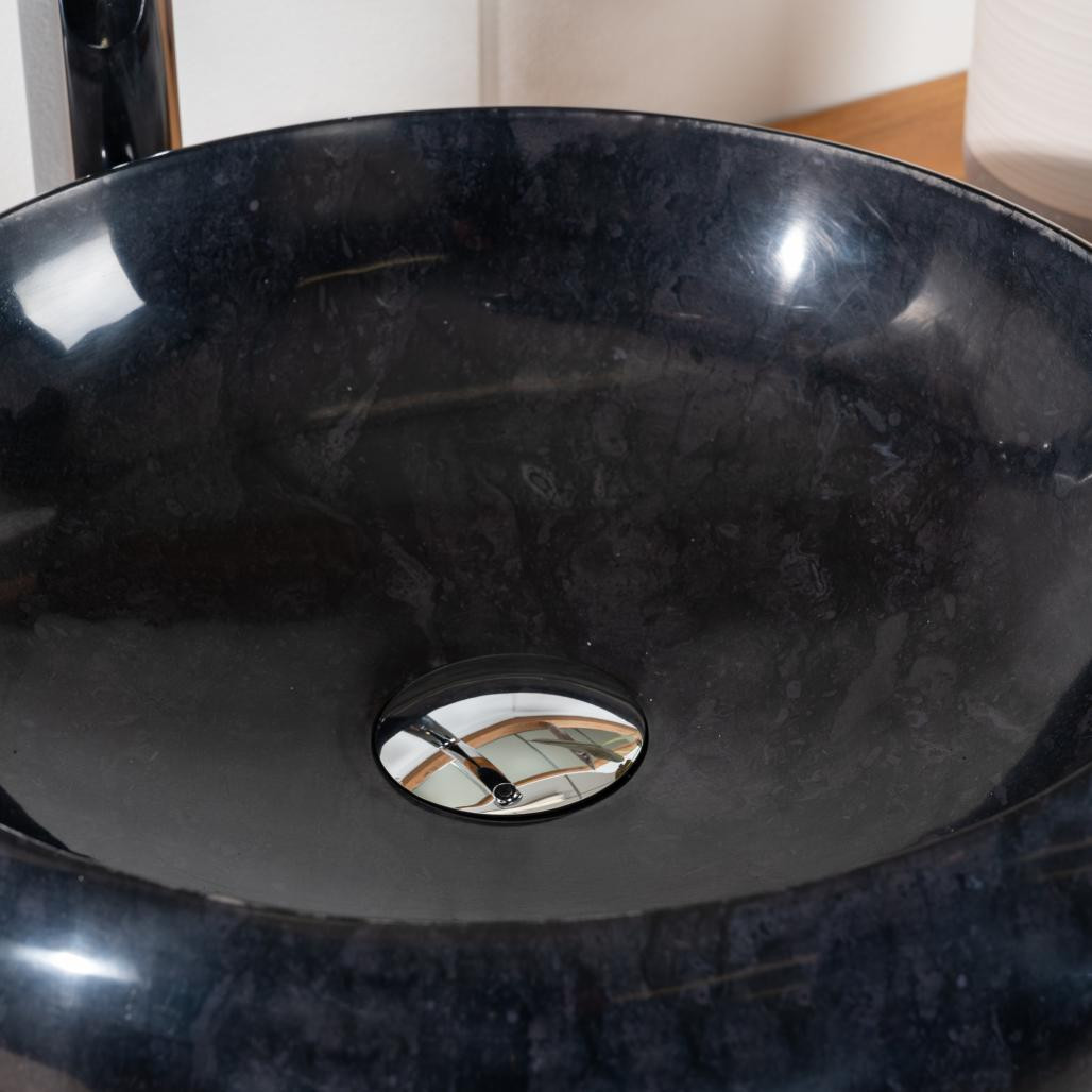 Lavabo sobre encimera de mármol cuarto de baño Venecia negro 40 cm Lavabo sobre encimera de mármol cuarto de baño Venecia negro 40 cm