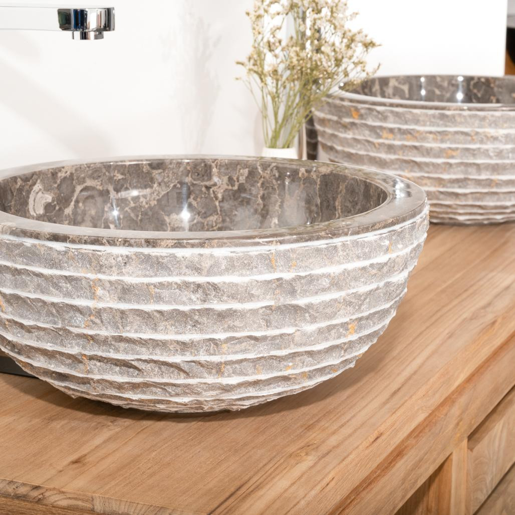 Lavabo de mármol Vesubio piedra gris 35 cm