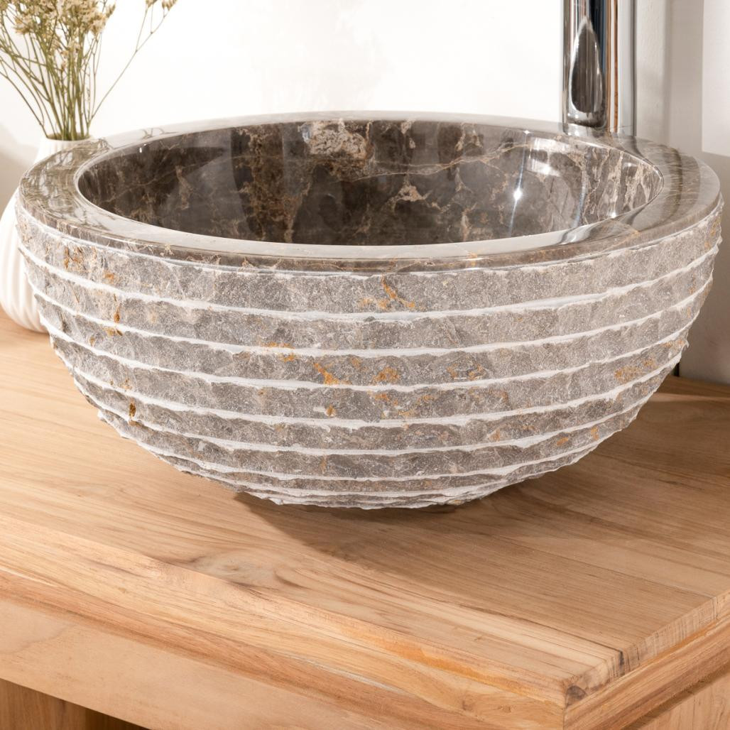 Lavabo de mármol Vesubio piedra gris 35 cm