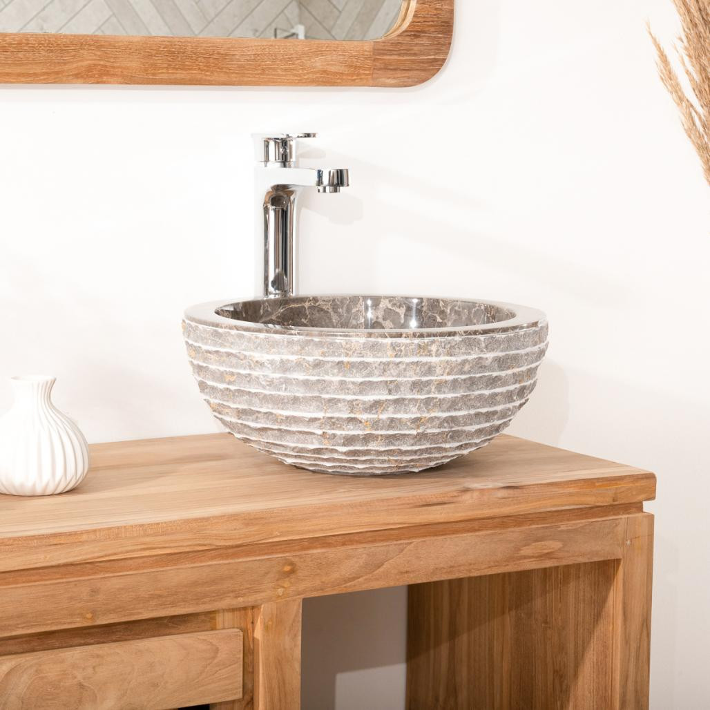 Lavabo de mármol Vesubio piedra gris 35 cm