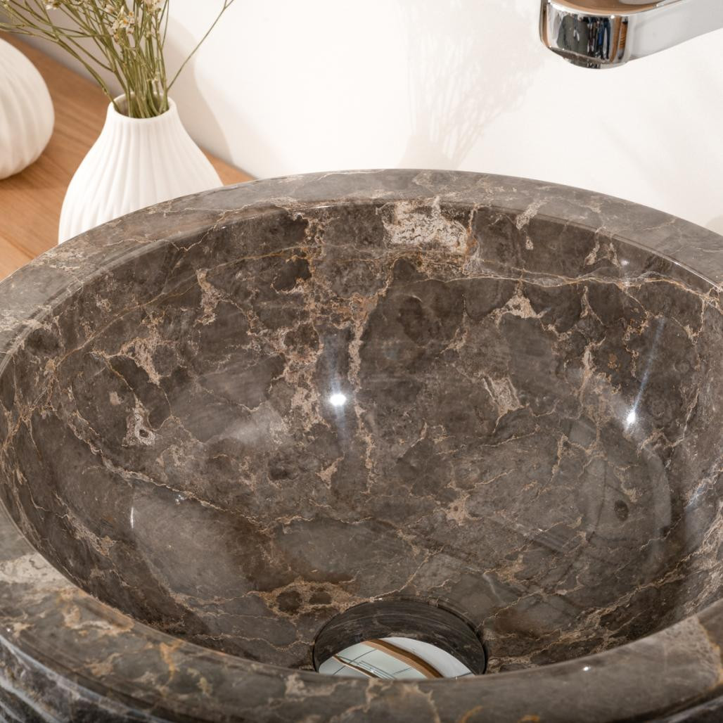 Lavabo de mármol Vesubio piedra gris 35 cm