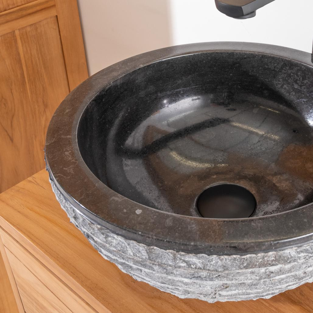 Lavabo sobre encimera de piedra de mármol Vesubio negro 35 cm Lavabo sobre encimera de piedra de mármol Vesubio negro 35 cm