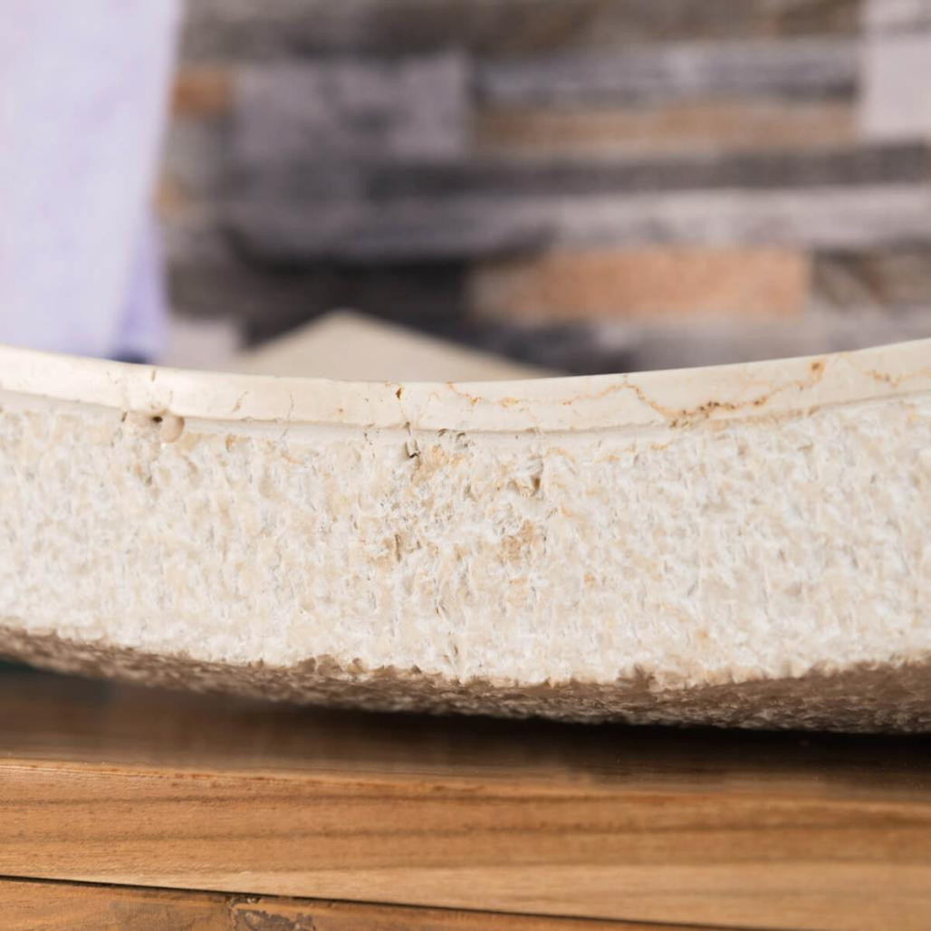 Lavabo sobre encimera rectángulo 50 cm de piedra mármol Génova crema