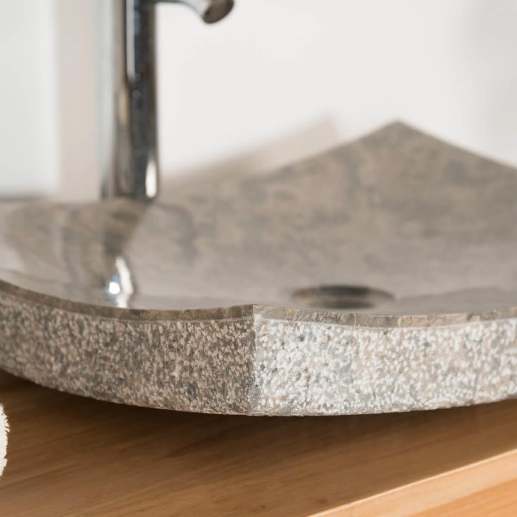 Lavabo cuarto de baño de piedra mármol Génova gris 50 cm Lavabo cuarto de baño de piedra mármol Génova gris 50 cm