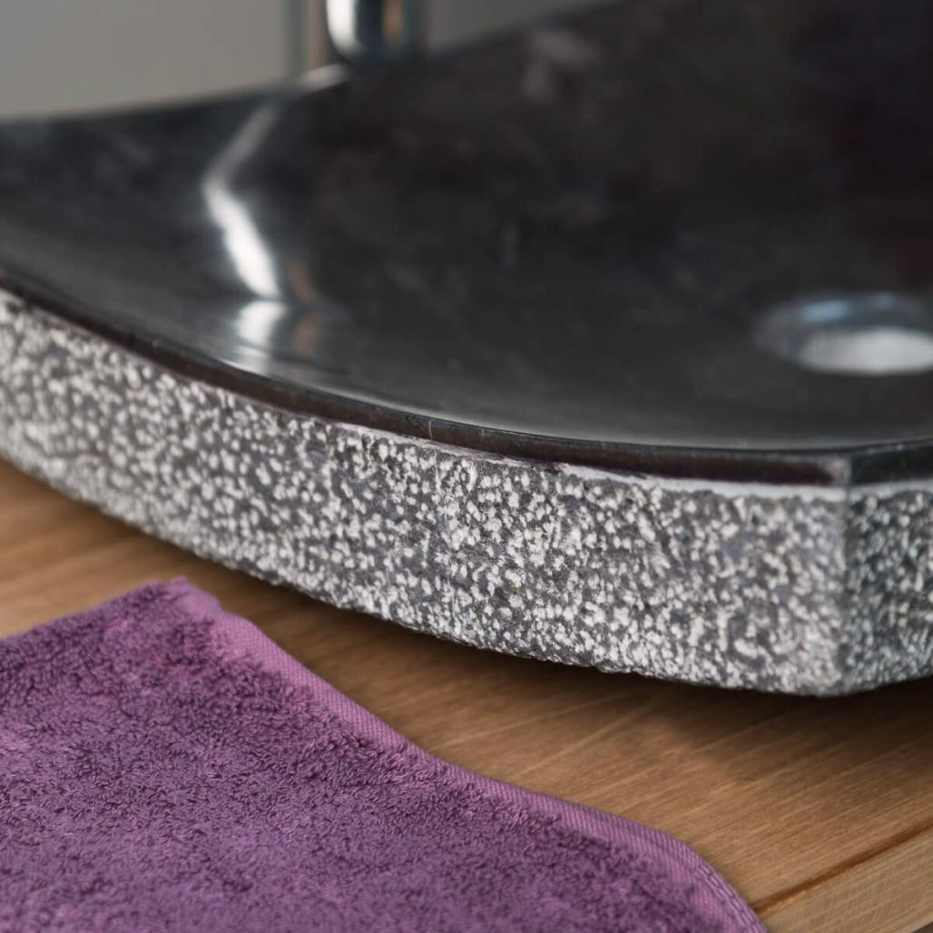 Lavabo sobre encimera rectángulo 50cm piedra mármol Génova negro Lavabo sobre encimera rectángulo 50cm piedra mármol Génova negro