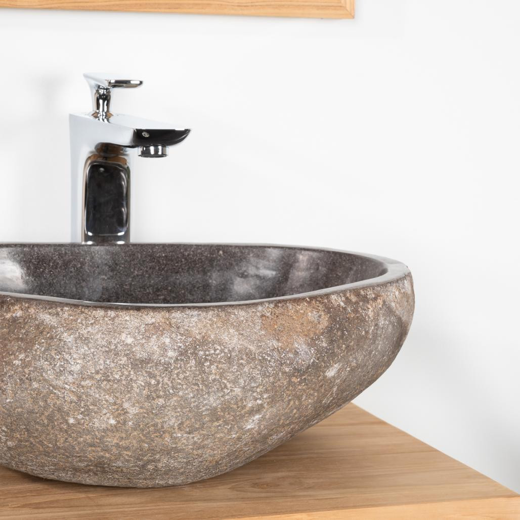 Lavabo sobre encimera de piedra natural piedra de río 40 cm Lavabo sobre encimera de piedra natural piedra de río 40 cm