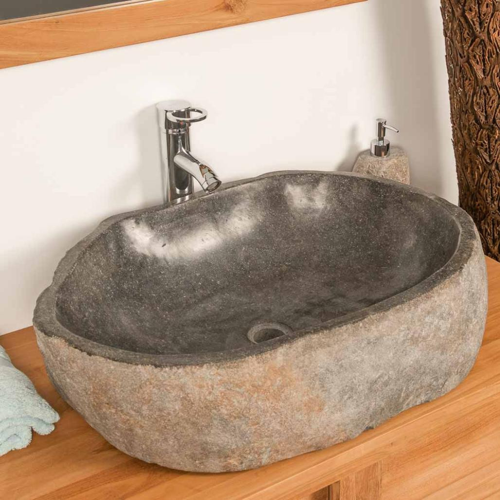 Lavabo grande de piedra natural piedra de río 50