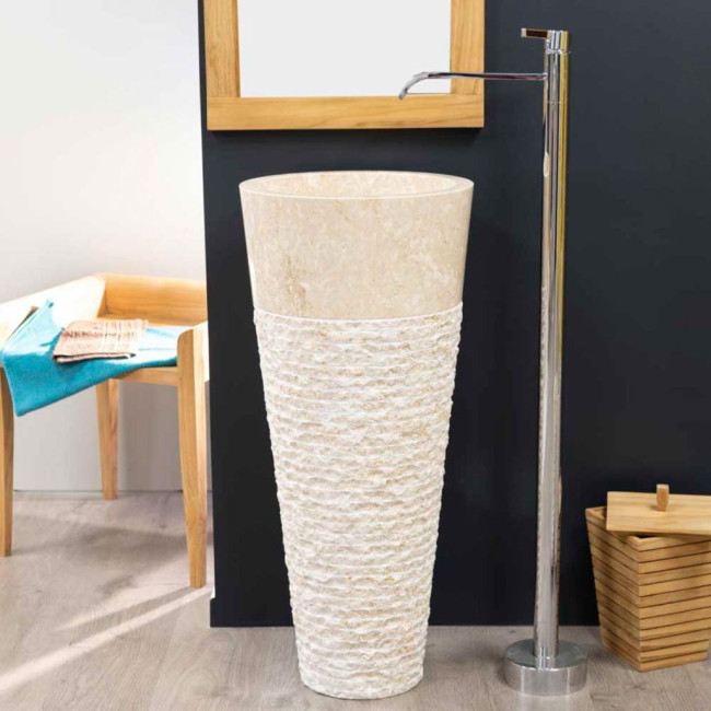 Lavabo de pie cónico de mármol Florencia crema