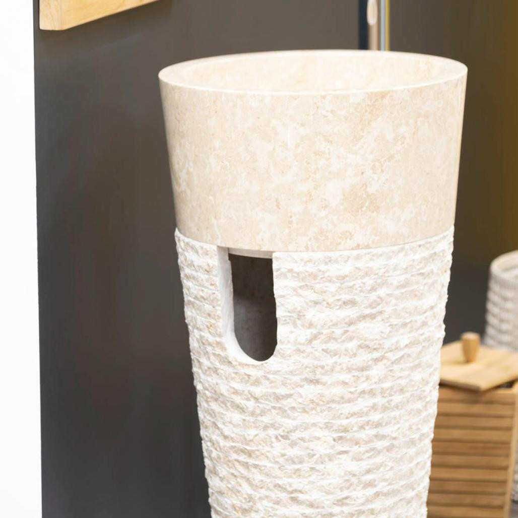 Lavabo de pie cónico de mármol Florencia crema Lavabo de pie cónico de mármol Florencia crema