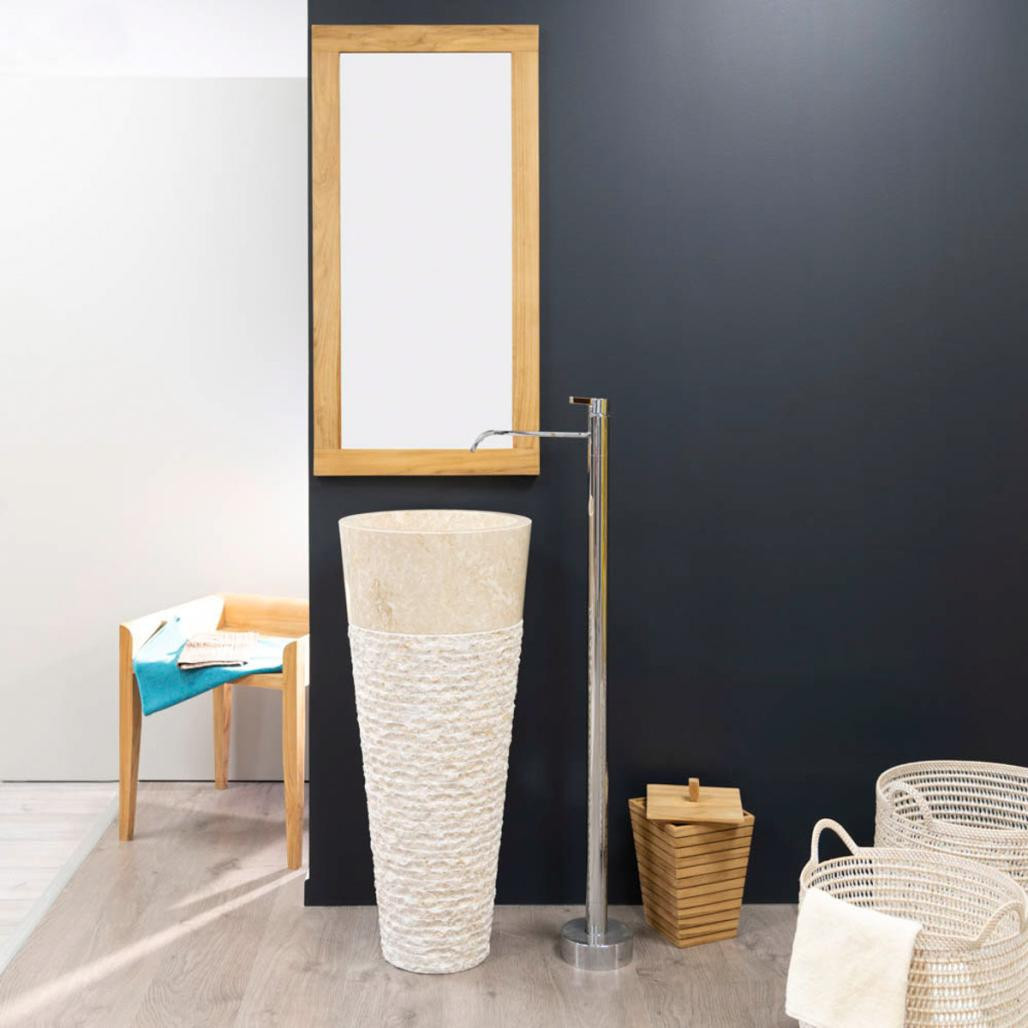 Lavabo de pie cónico de mármol Florencia crema Lavabo de pie cónico de mármol Florencia crema