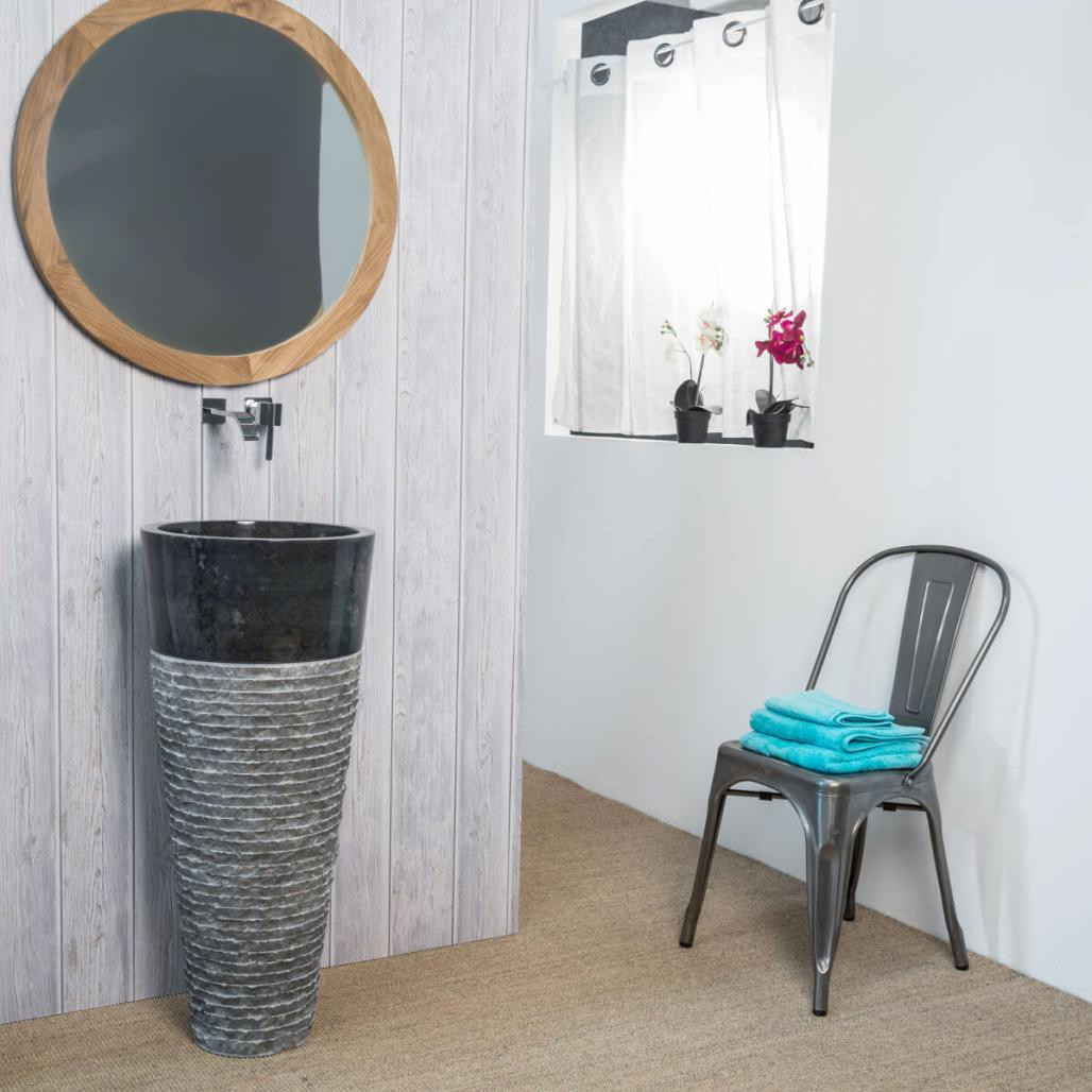 Lavabo de pie cónico de piedra Florencia negro