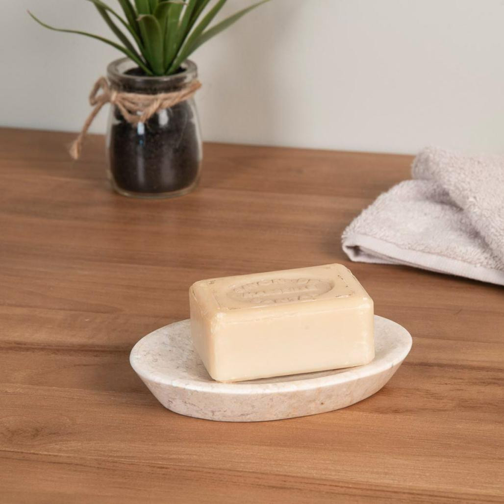 Jabonera de mármol crema
