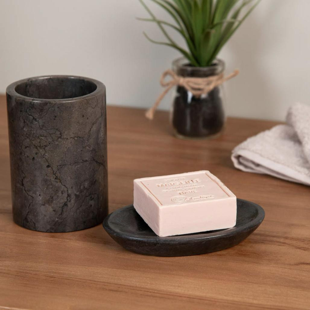 Jabonera de mármol negra