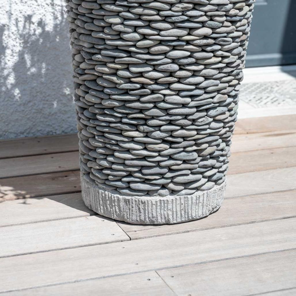 Maceta tiesto jardinera cónica piedra 80 cm jardà­n exterior zen