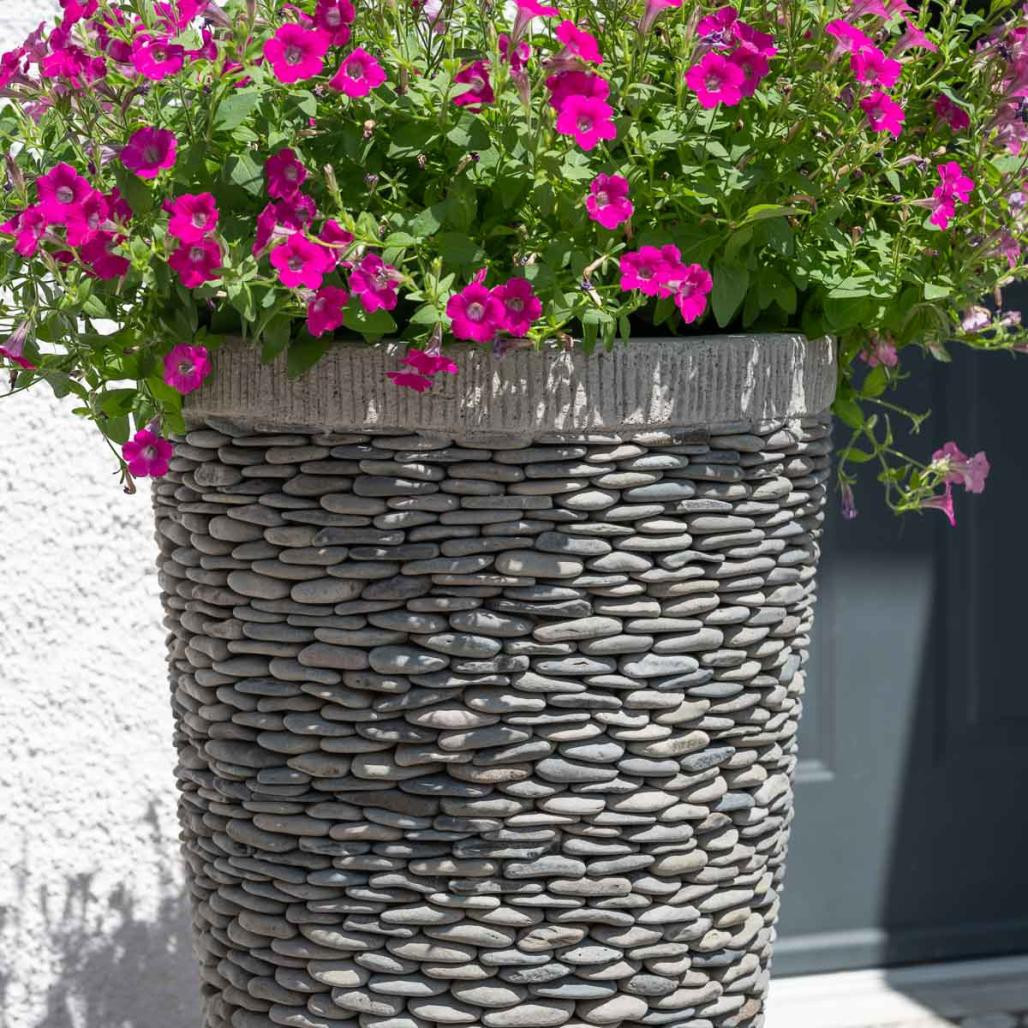 Maceta tiesto jardinera cónica piedra 80 cm jardà­n exterior zen