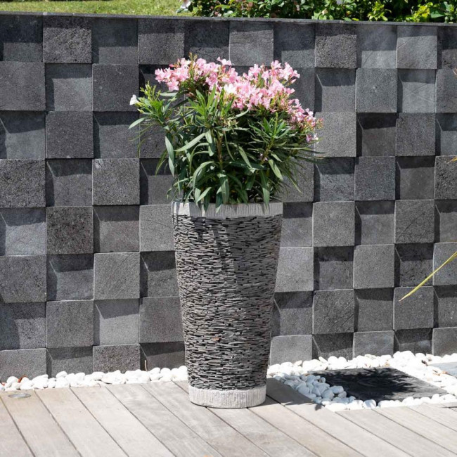 Maceta tiesto jardinera cónica pizarra 80 cm jardà­n terraza zen