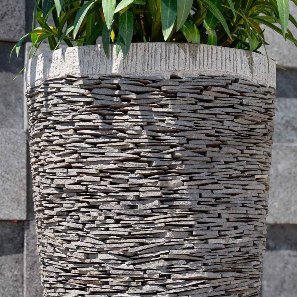 Maceta tiesto jardinera cónica pizarra 80 cm jardà­n terraza zen