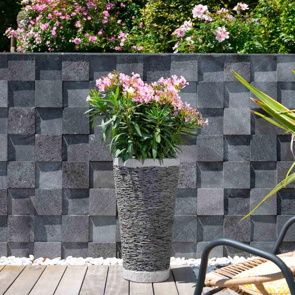 Maceta tiesto jardinera cónica pizarra 80 cm jardà­n terraza zen