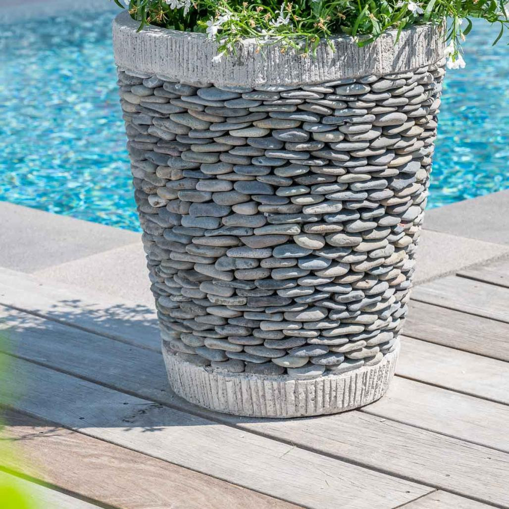 Maceta tiesto jardinera cónica piedra 50 cm