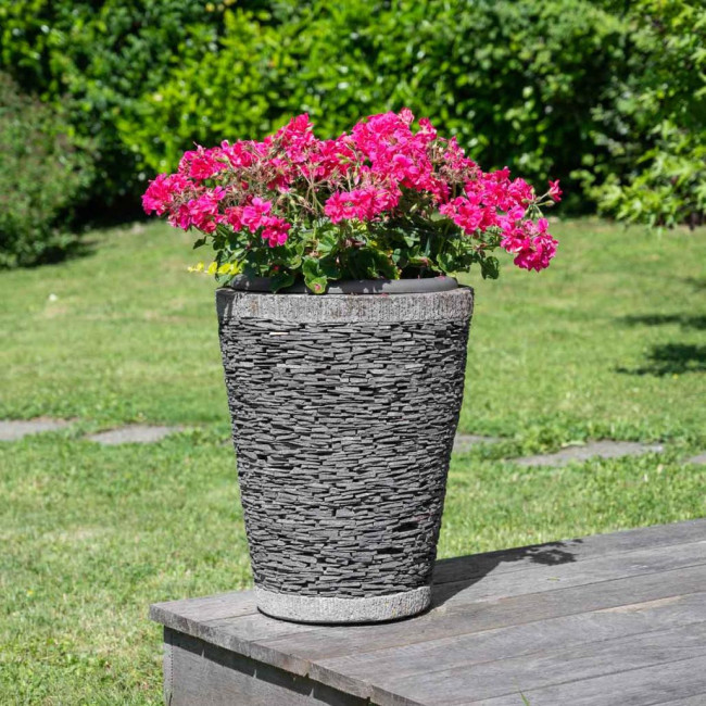 Maceta tiesto jardinera cónica pizarra 50 cm jardàn terraza zen