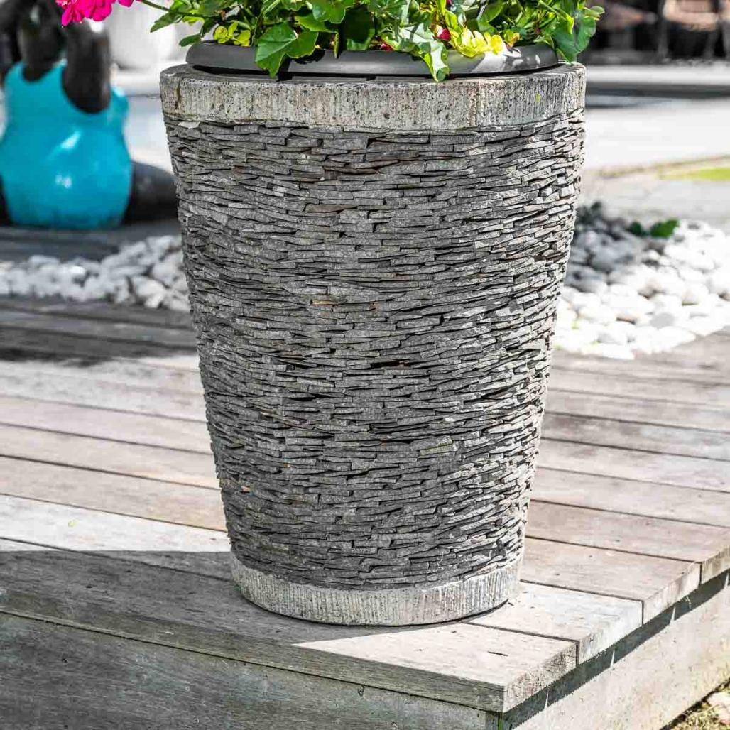 Maceta tiesto jardinera cónica pizarra 50 cm jardà­n terraza zen
