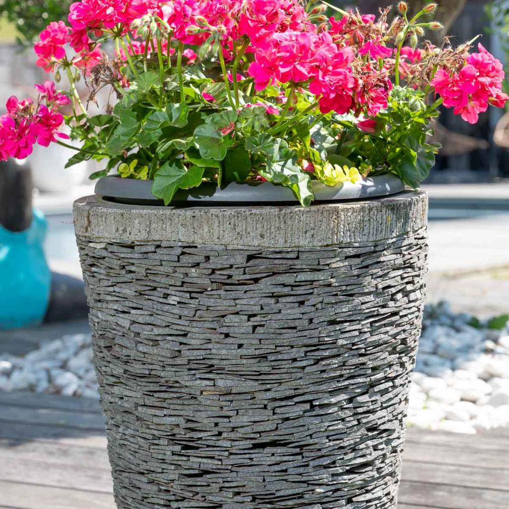 Maceta tiesto jardinera cónica pizarra 50 cm jardà­n terraza zen