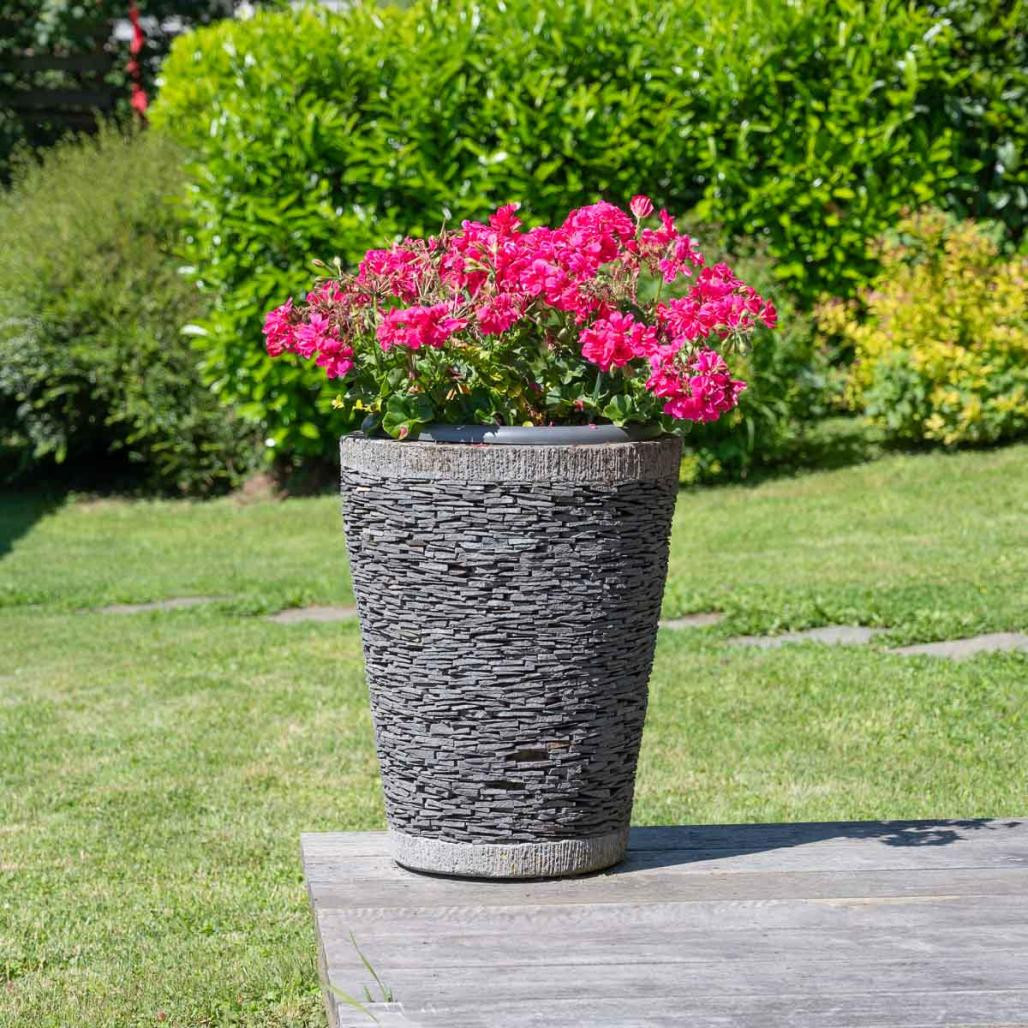Maceta tiesto jardinera cónica pizarra 50 cm jardà­n terraza zen