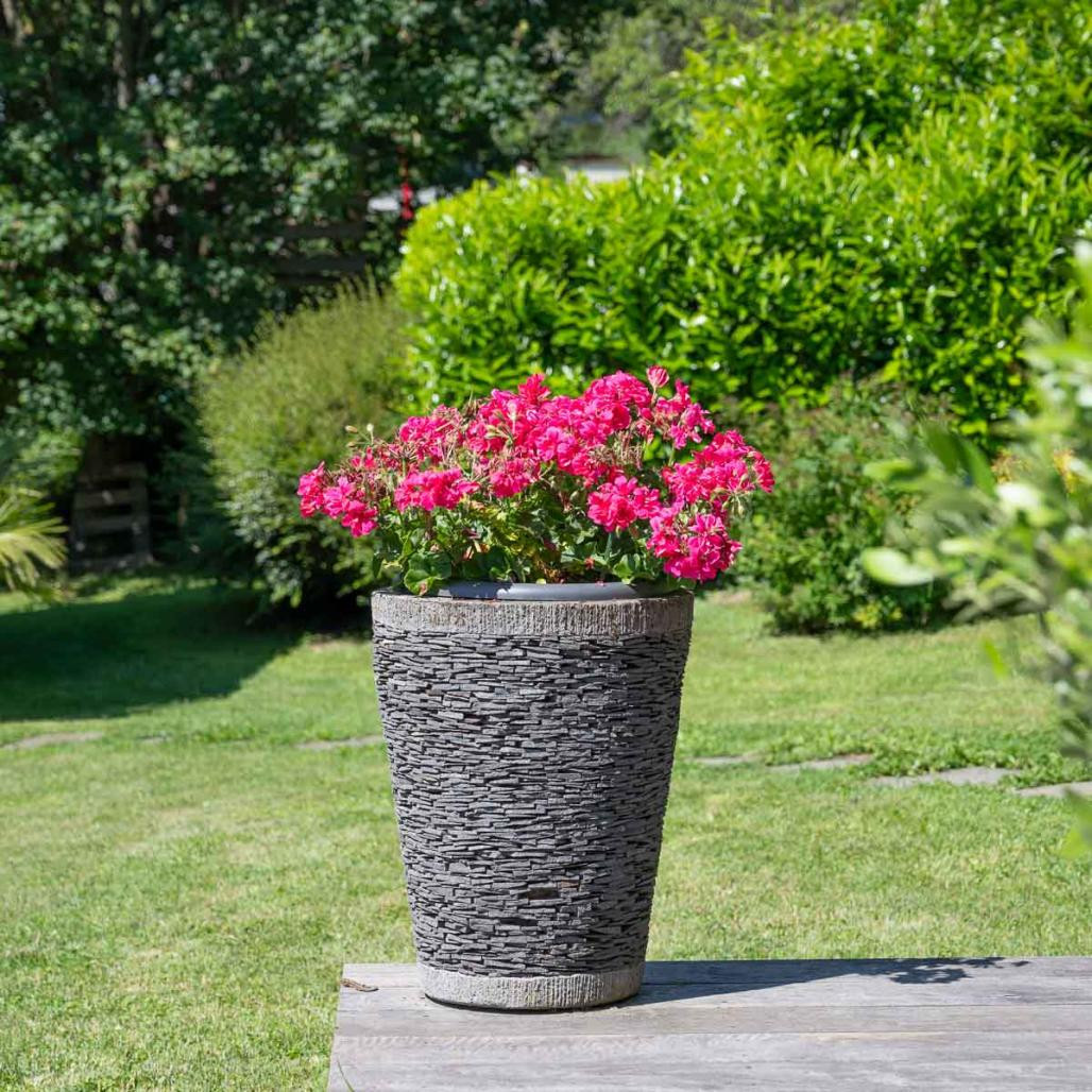 Maceta tiesto jardinera cónica pizarra 50 cm jardà­n terraza zen
