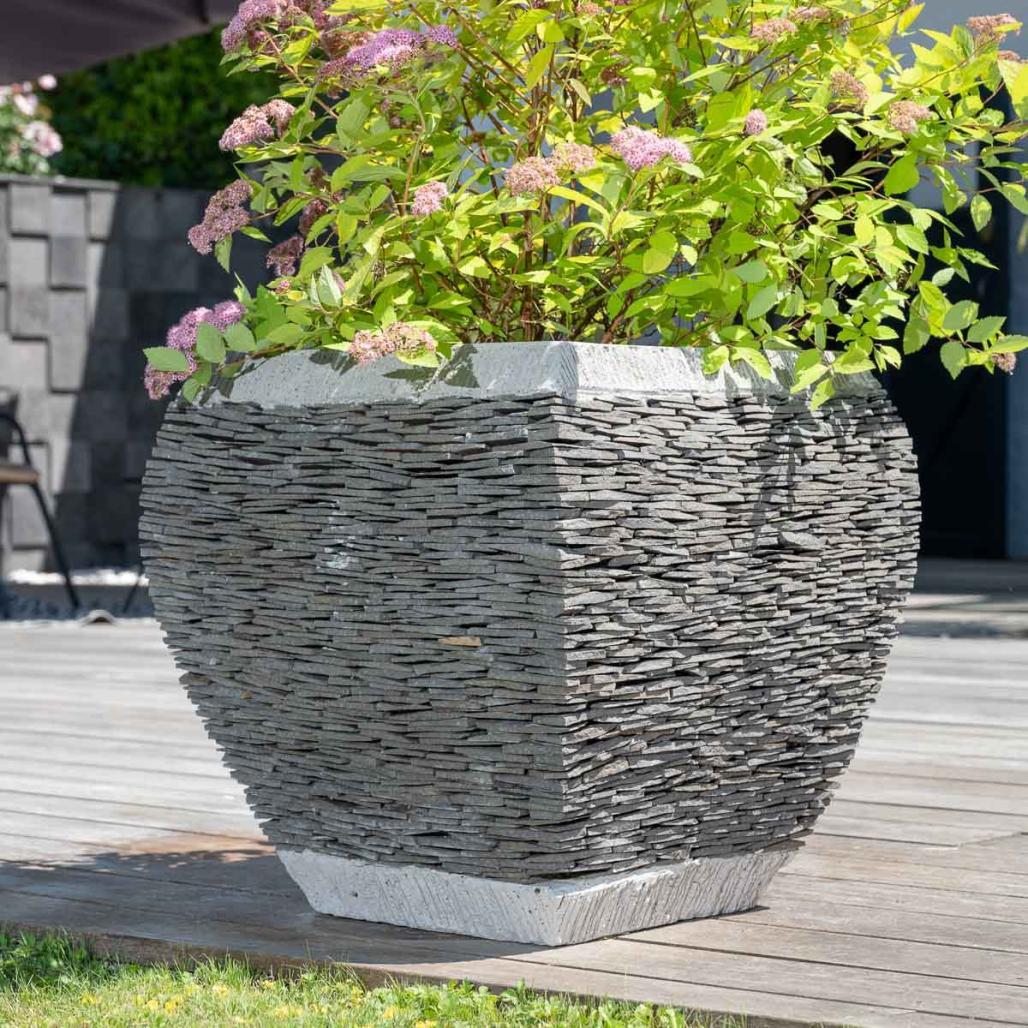 Maceta tiesto jardinera moldeada pizarra 50 cm jardà­n piedra natural