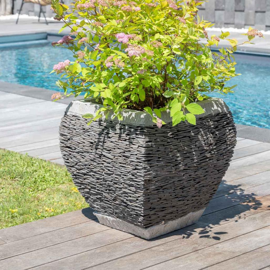 Maceta tiesto jardinera moldeada pizarra 50 cm jardà­n piedra natural