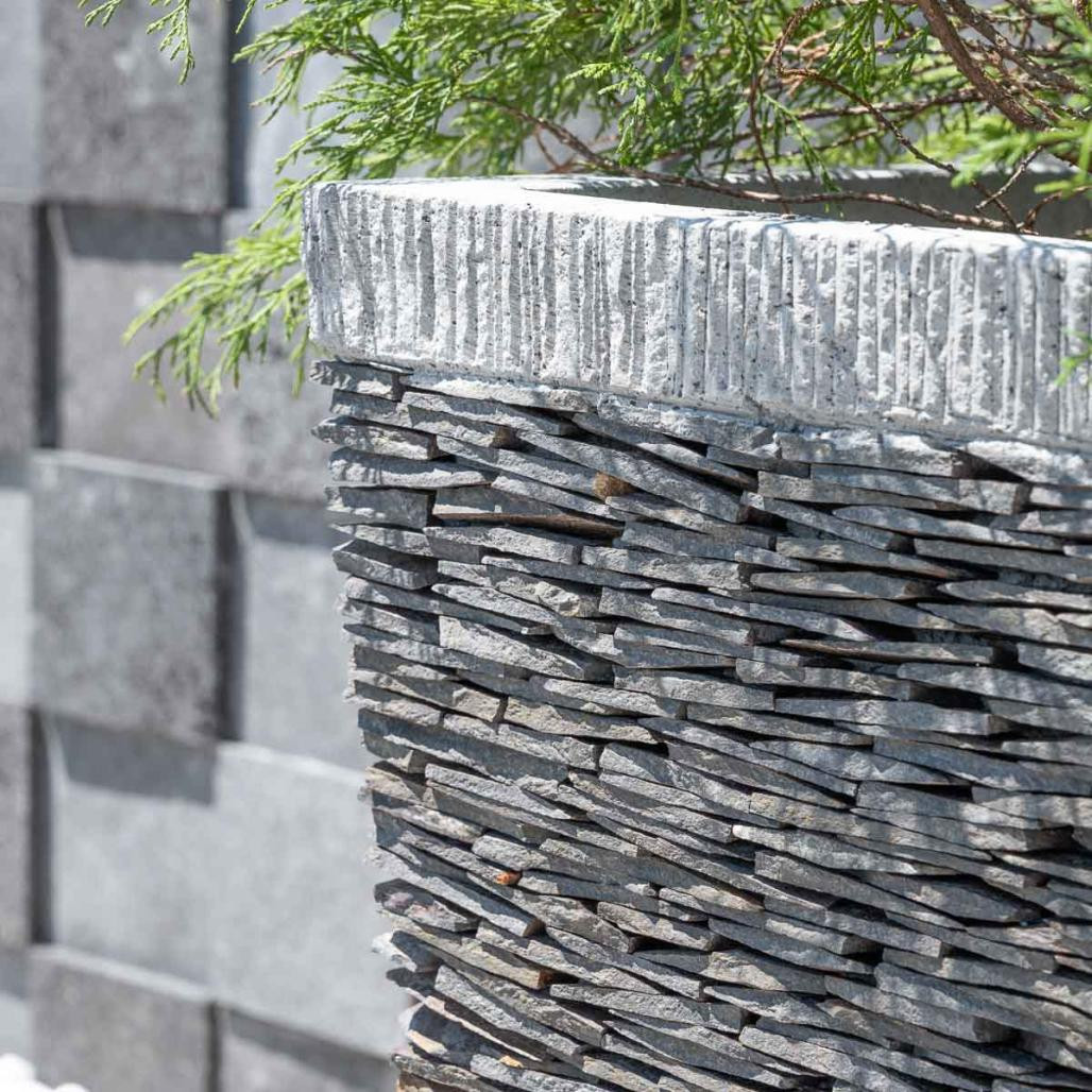 Maceta tiesto jardinera cuadrada pizarra 80cm piedra natural