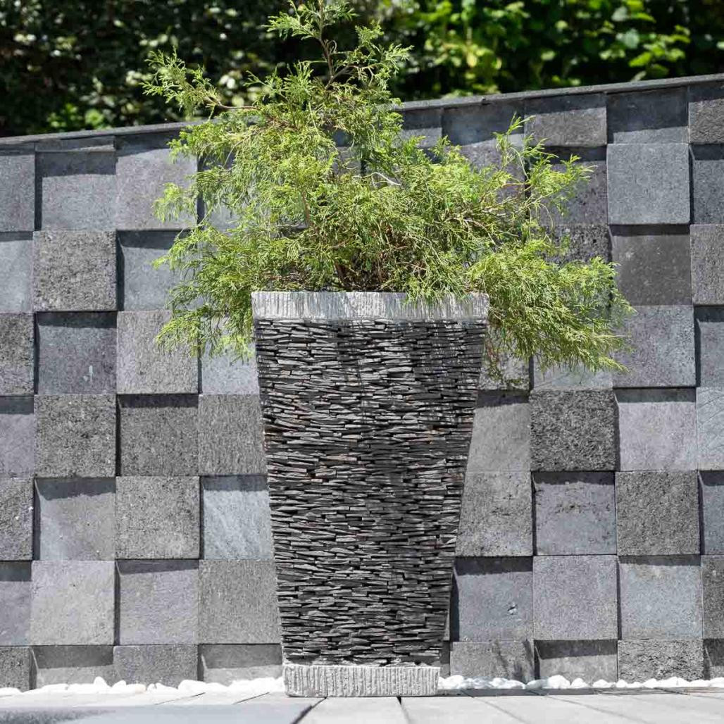 Maceta tiesto jardinera cuadrada pizarra 80cm piedra natural