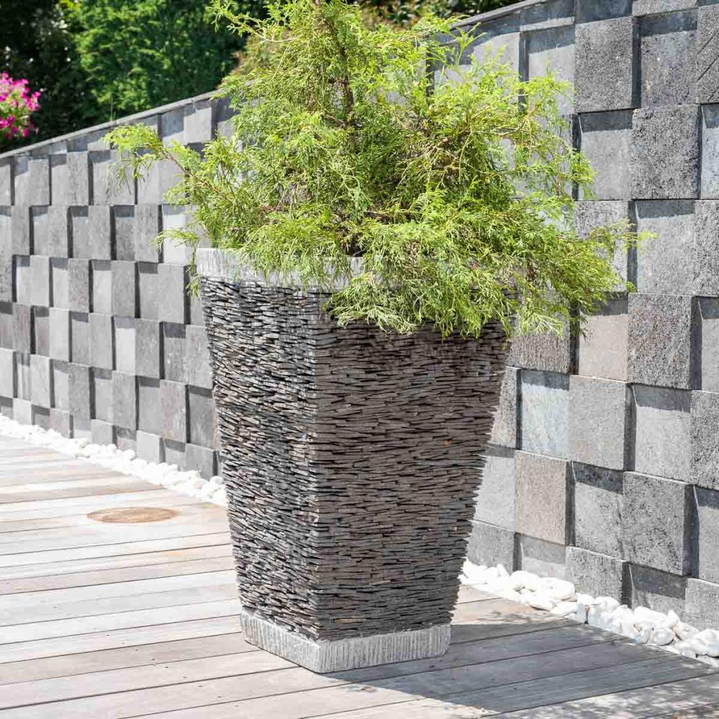 Maceta tiesto jardinera cuadrada pizarra 80cm piedra natural