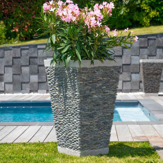 Maceta tiesto jardinera cuadrada piedra 80 cm jardàn exterior zen