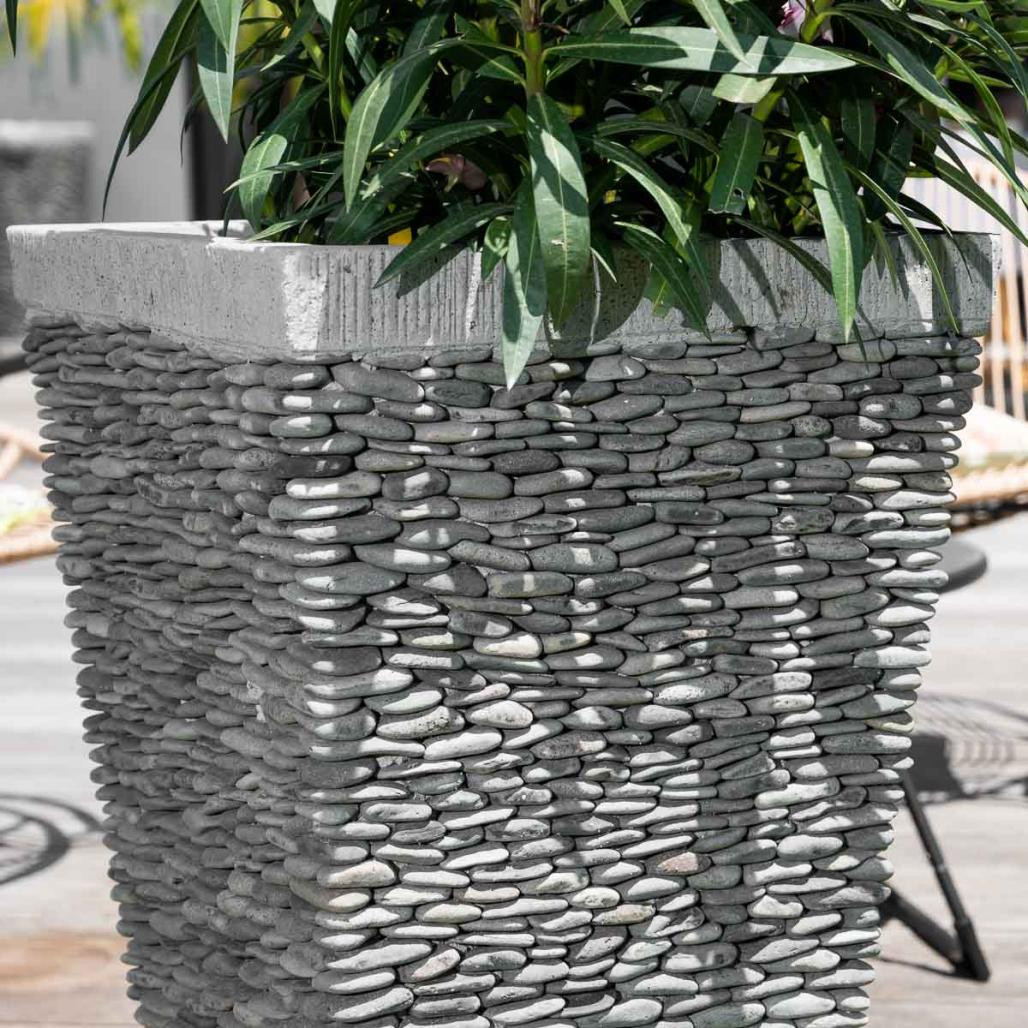 Maceta tiesto jardinera cuadrada piedra 80 cm jardà­n exterior zen