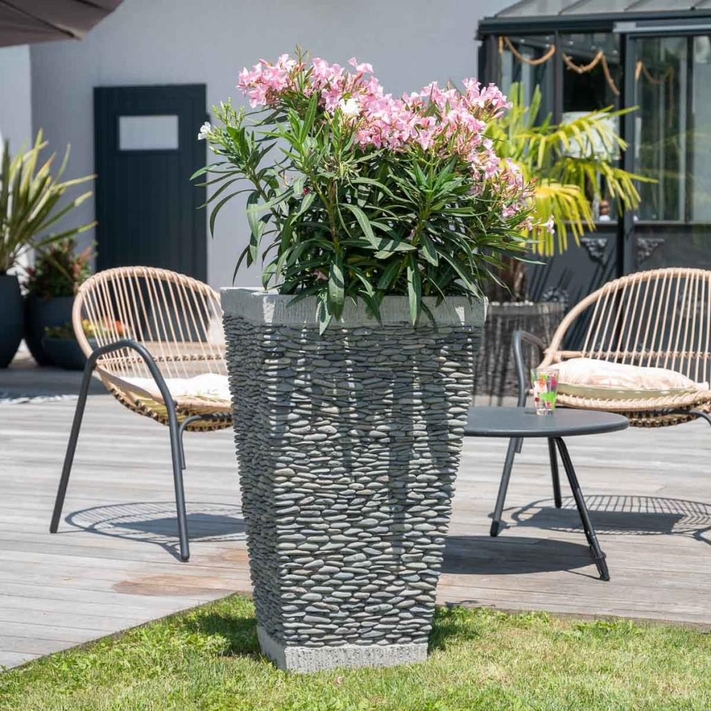Maceta tiesto jardinera cuadrada piedra 80 cm jardà­n exterior zen