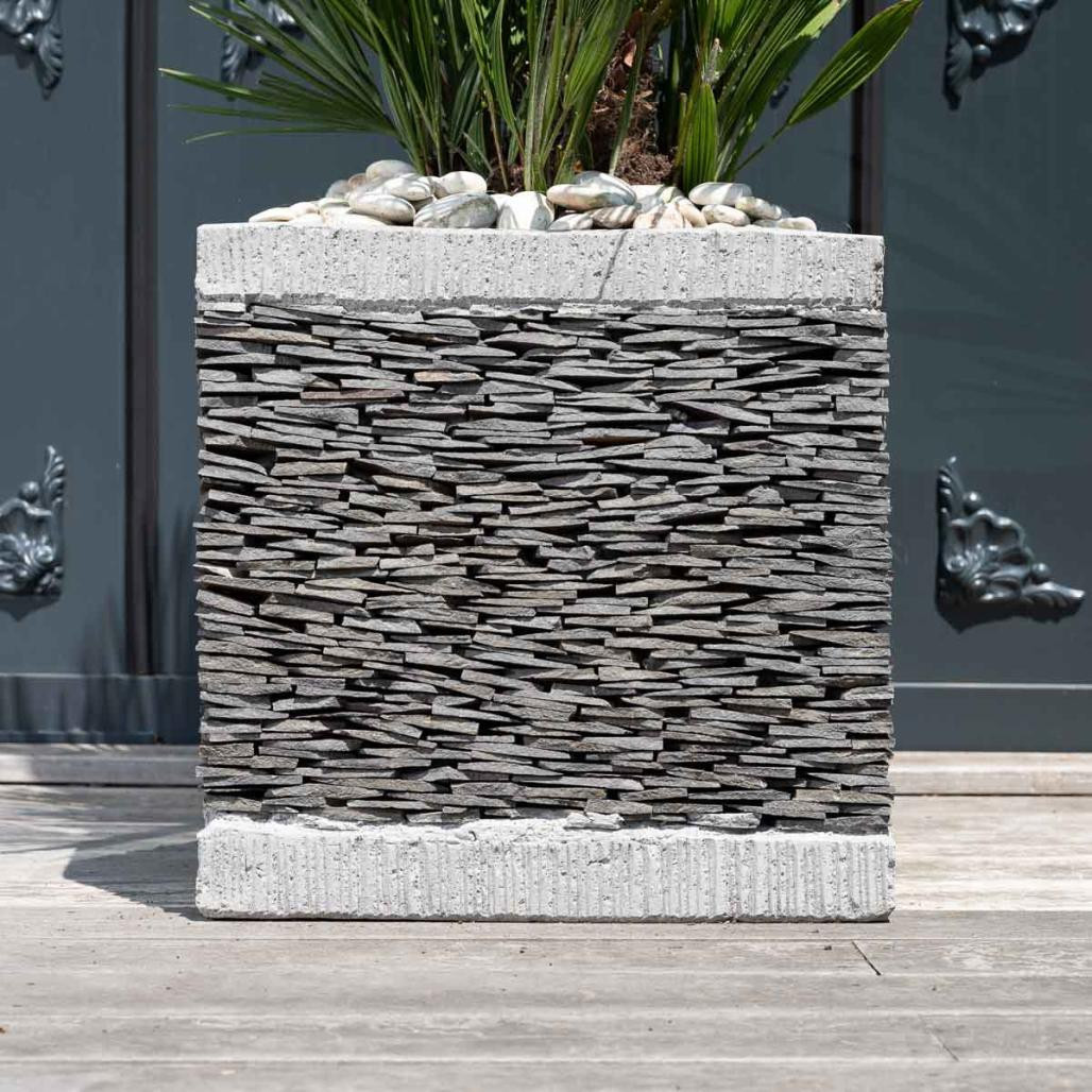 Maceta tiesto jardinera cubo pizarra 50 cm jardà­n terraza piedra natural